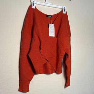 Women's Off Shoulder Orange Sweater